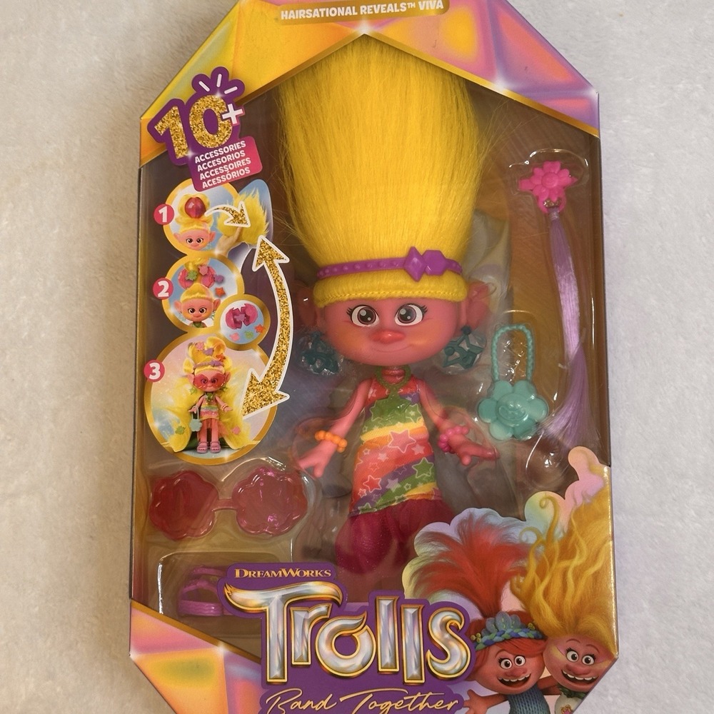 Viva - Band Together Trolls 7" Doll + Accessories - Putt Putt Trolls -New in Box